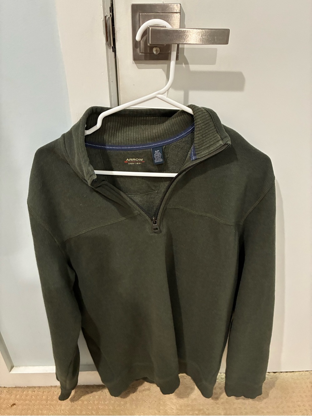 Arrow Men's Dark Olive Quarter-Zip Pullover Sweater